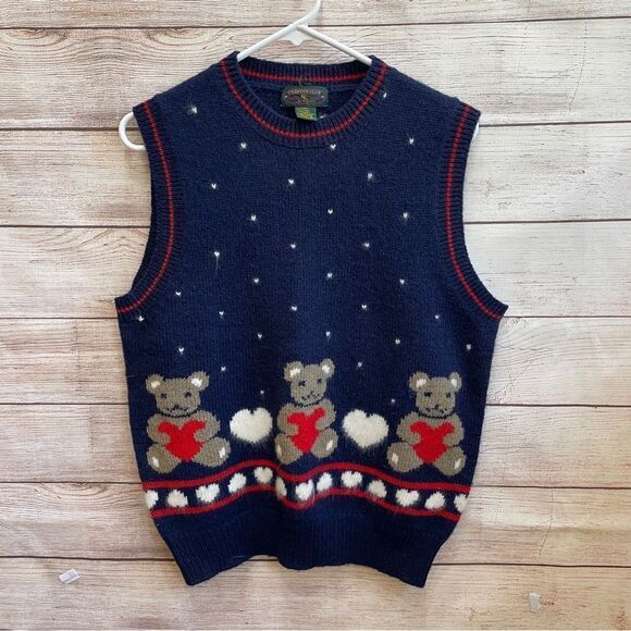 VINTAGE CHARTER CLUB WOOL TEDDY BEAR VEST‎ - Picture 1 of 5